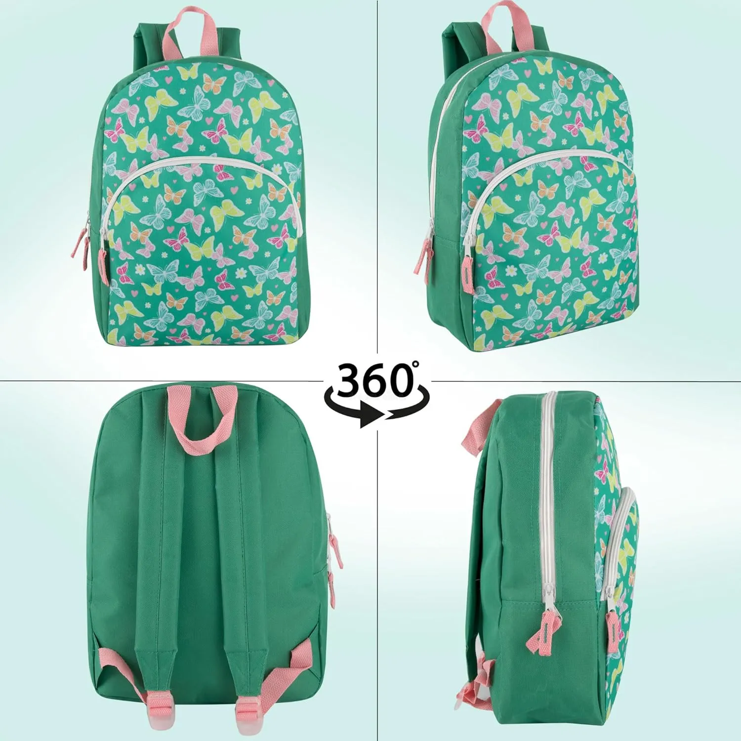 15 Inch Kids Backpacks for Boys & Girls | Preschool, Kindergarten, Elementary School Backpacks with Adjustable, Padded Straps (Beautiful Butterflies)