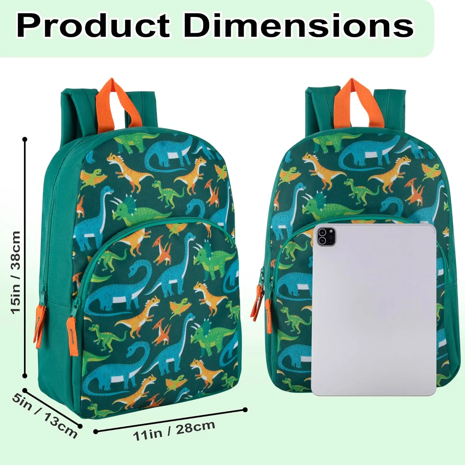 15 Inch Kids Backpacks for Boys & Girls | Preschool, Kindergarten, Elementary School Backpacks with Adjustable, Padded Straps (Prehistoric Pals)