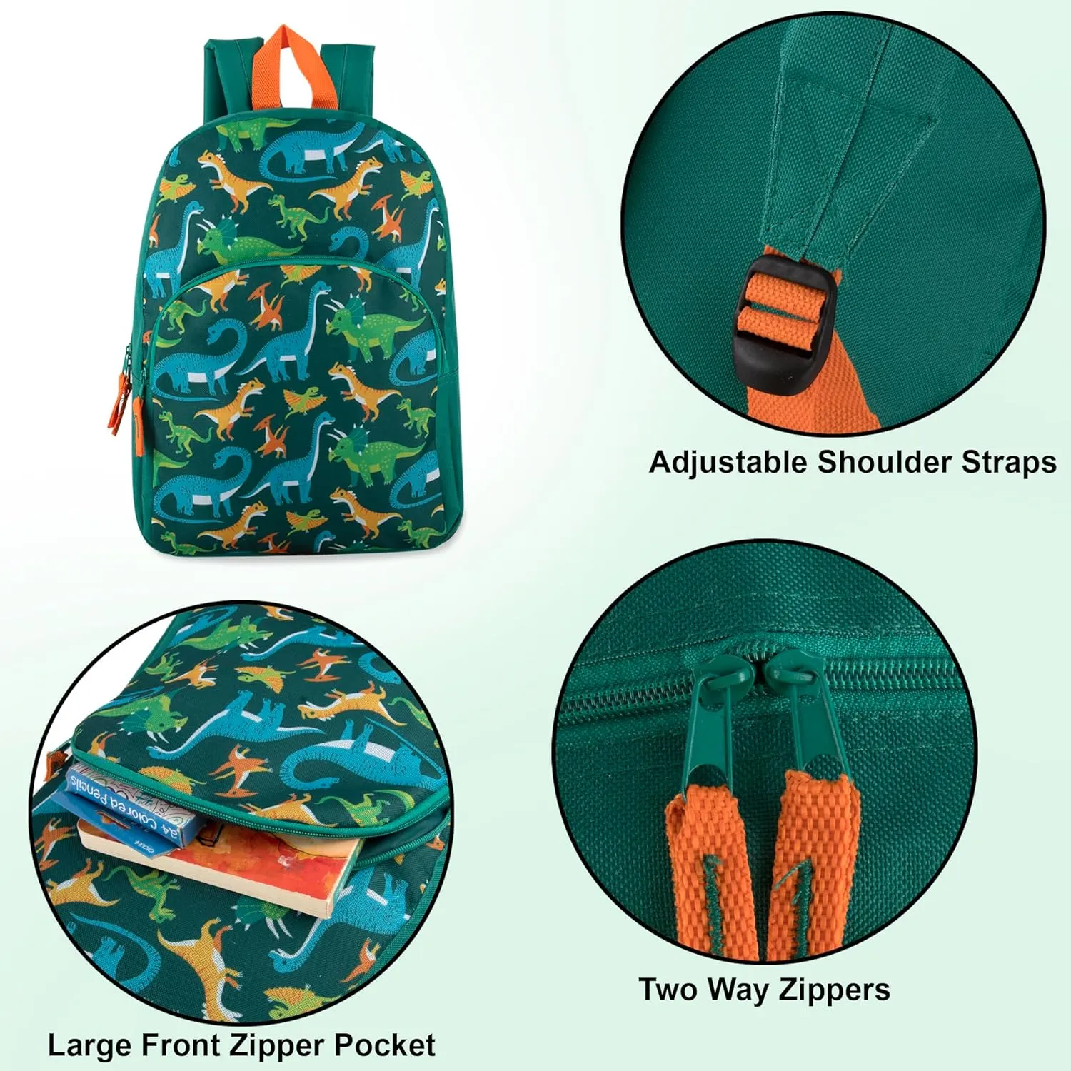 15 Inch Kids Backpacks for Boys & Girls | Preschool, Kindergarten, Elementary School Backpacks with Adjustable, Padded Straps (Prehistoric Pals)