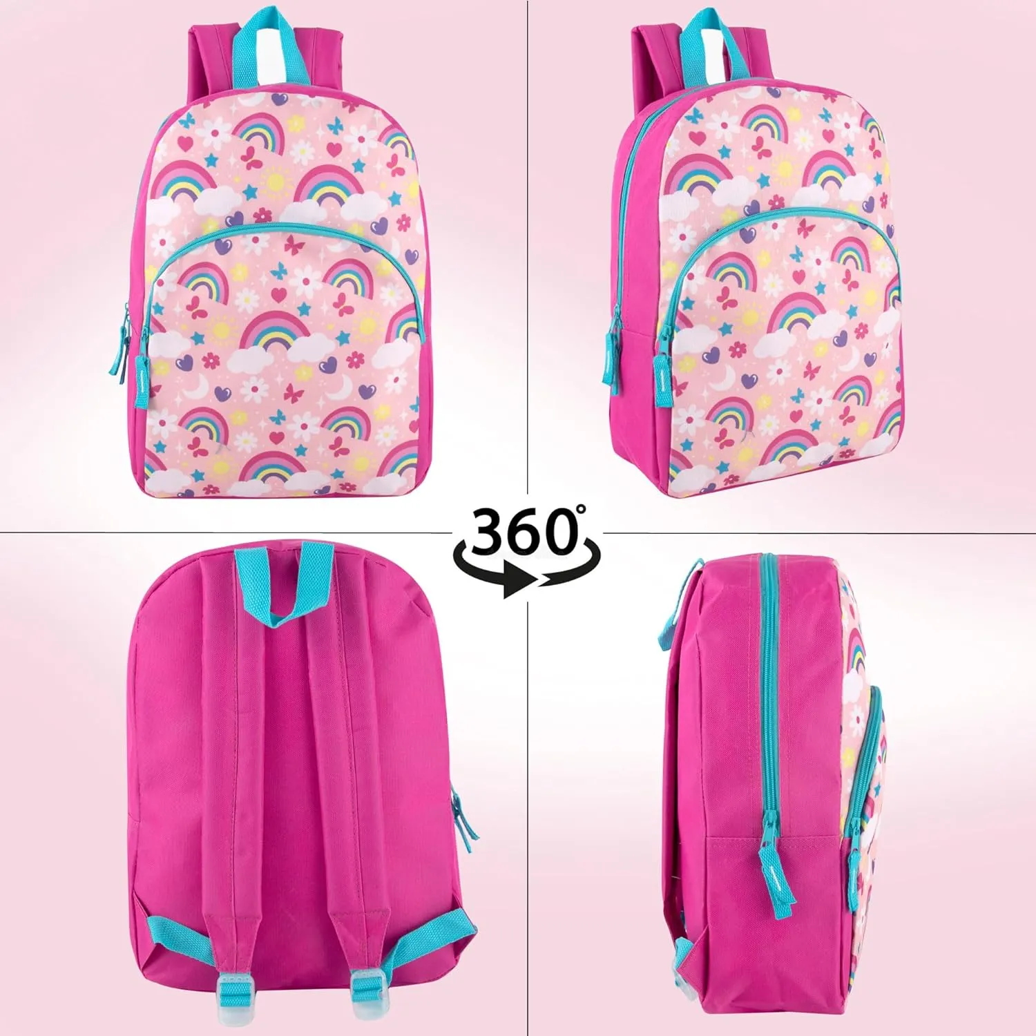 15 Inch Kids Backpacks for Boys & Girls | Preschool, Kindergarten, Elementary School Backpacks with Adjustable, Padded Straps (Radiant Rainbows)