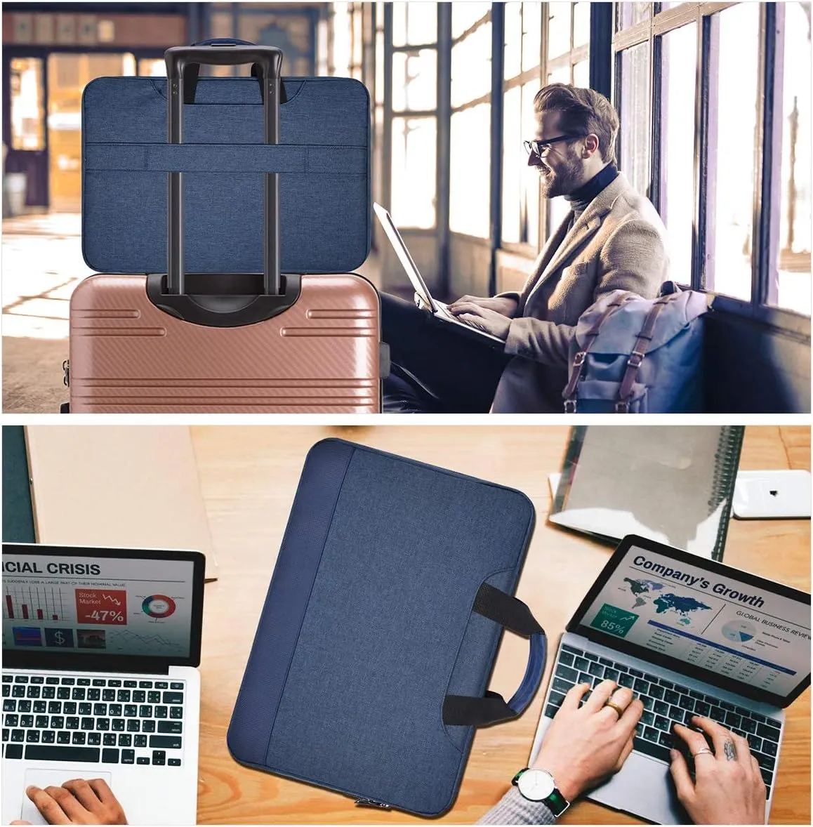 15.6 Inch Laptop Sleeve Bag, Waterproof Men Women TSA Case for Macbook Pro 16 M4 M3 M2 M1, Acer Aspire E15/Predator, Lenovo Ideapad 1 15.6, HP Envy/Victus 15.6, ASUS Dell 15 Case, Navy Blue