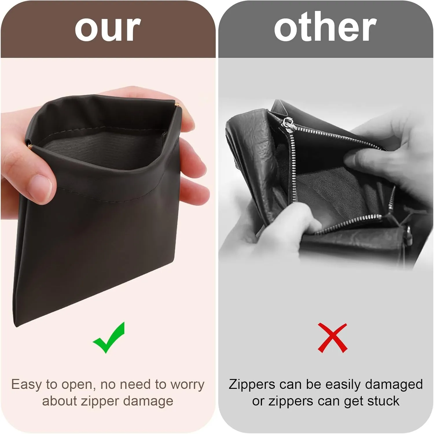 2 PCS Ladies Small Makeup Bag for Purse,Coin purse lipstick Cosmetic Accessories Organizer,Travel Set Organizer,Waterproof Portable Zipperless Self-Sealing Ladies Small Cosmetic Bag(Black)