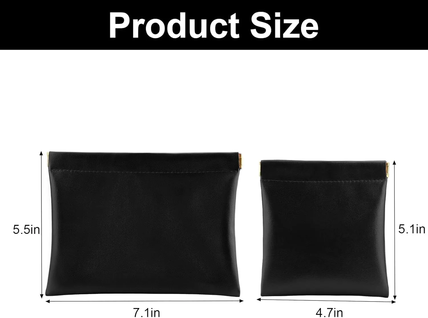 2 PCS Ladies Small Makeup Bag for Purse,Coin purse lipstick Cosmetic Accessories Organizer,Travel Set Organizer,Waterproof Portable Zipperless Self-Sealing Ladies Small Cosmetic Bag(Black)