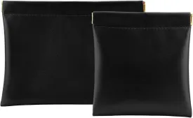 2 PCS Ladies Small Makeup Bag for Purse,Coin purse lipstick Cosmetic Accessories Organizer,Travel Set Organizer,Waterproof Portable Zipperless Self-Sealing Ladies Small Cosmetic Bag(Black)