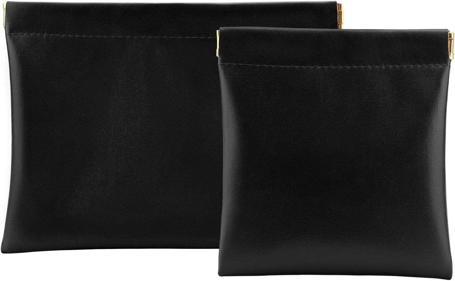 2 PCS Ladies Small Makeup Bag for Purse,Coin purse lipstick Cosmetic Accessories Organizer,Travel Set Organizer,Waterproof Portable Zipperless Self-Sealing Ladies Small Cosmetic Bag(Black)