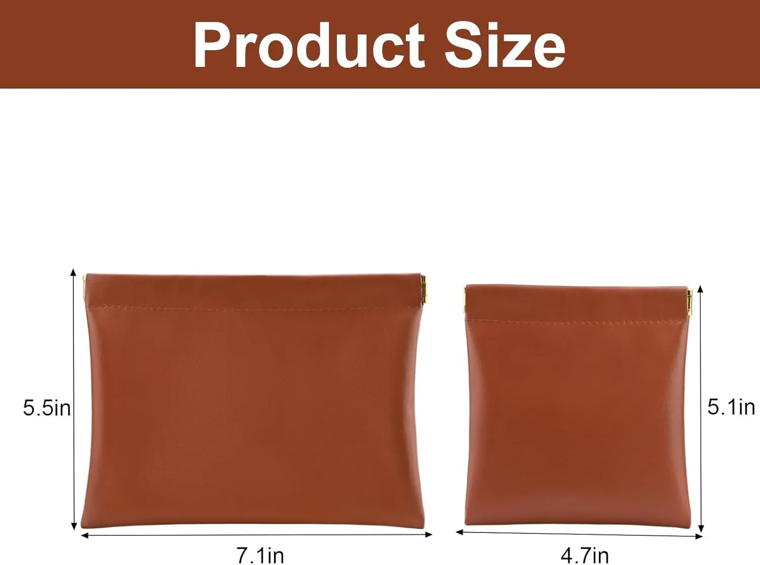 2 PCS Ladies Small Makeup Bag for Purse,Small Makeup Pouch,Purse organizer,Coin purse lipstick Cosmetic Accessories Organizer,Travel Set Organizer,Waterproof Portable Zipperless Self-Sealing(Brown)