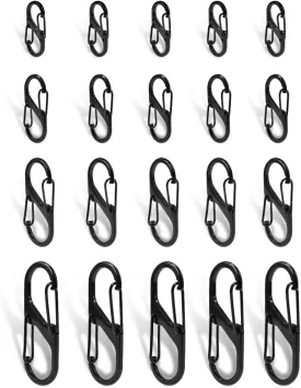 20Pcs Double Opening Lock Zipper Pull Replacement Clips, Zipper Locks Anti Theft Deterrent for Bag Luggage Pickpocket Backpack Purse Travel Suitcase (Black)