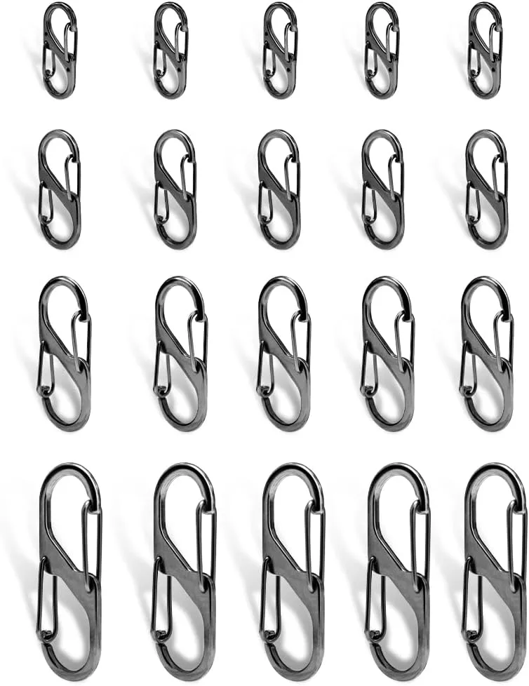 20Pcs Double Opening Lock Zipper Pull Replacement Clips, Zipper Locks Anti Theft Deterrent for Bag Luggage Pickpocket Backpack Purse Travel Suitcase (Gun Black)