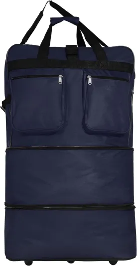 36" Expandable Duffle Bag (Lightweight) Rolling Wheeled Spinner Suitcase Luggage for Travel and Storage (Navy Blue)