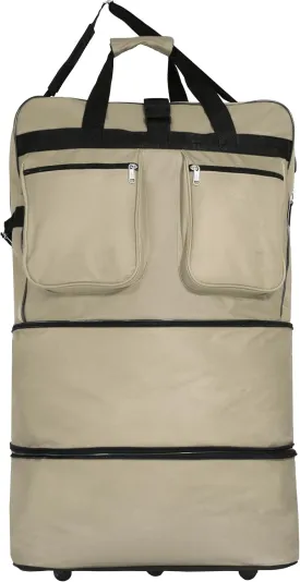 36"" Expandable Duffle Bag (Lightweight) Rolling Wheeled Spinner Suitcase Luggage for Travel and Storage, Khaki, Wheelbag36