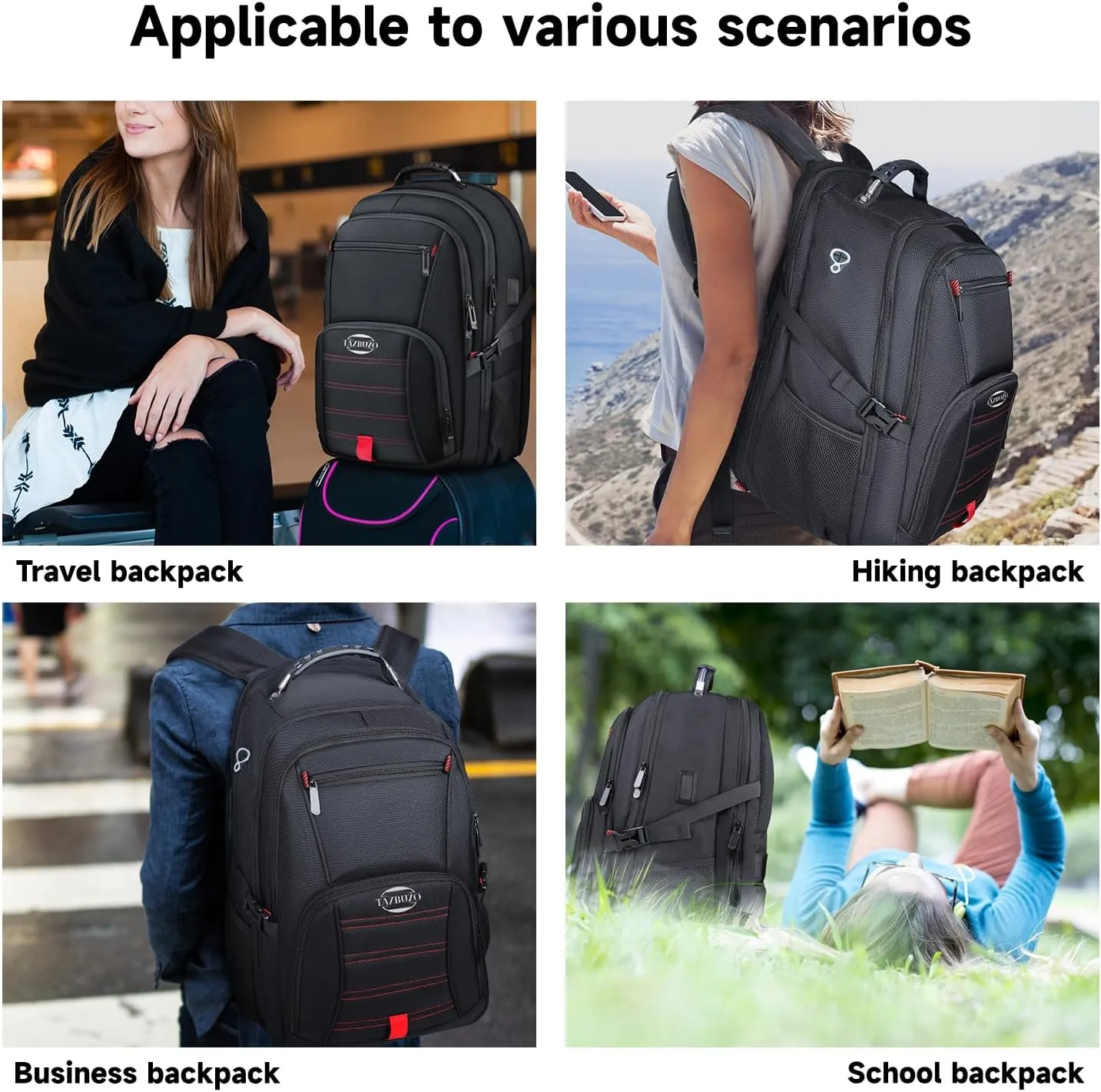 50L Travel Backpack, Extra Large Backpack, Laptop Backpack for Men, big Backpack, Water Resistant TSA Approved Business Work College School Computer Bag with USB Port, Fits 17 Inch Laptops