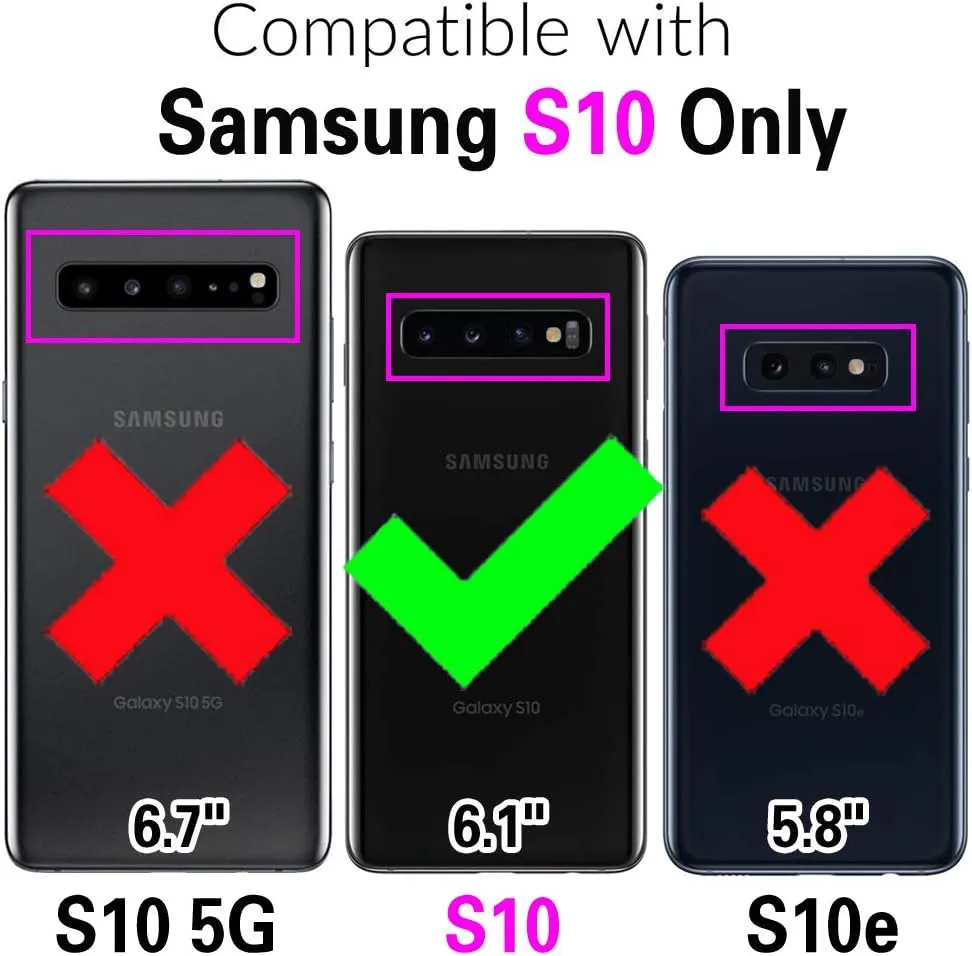 Asuwish Phone Case for Samsung Galaxy S10 Wallet Cover with Tempered Glass Screen Protector and Crossbody Strap Lanyard Credit Card Holder Stand Multiple Cell S 10 Edge 10S GS10 X10 Women Girls Brown