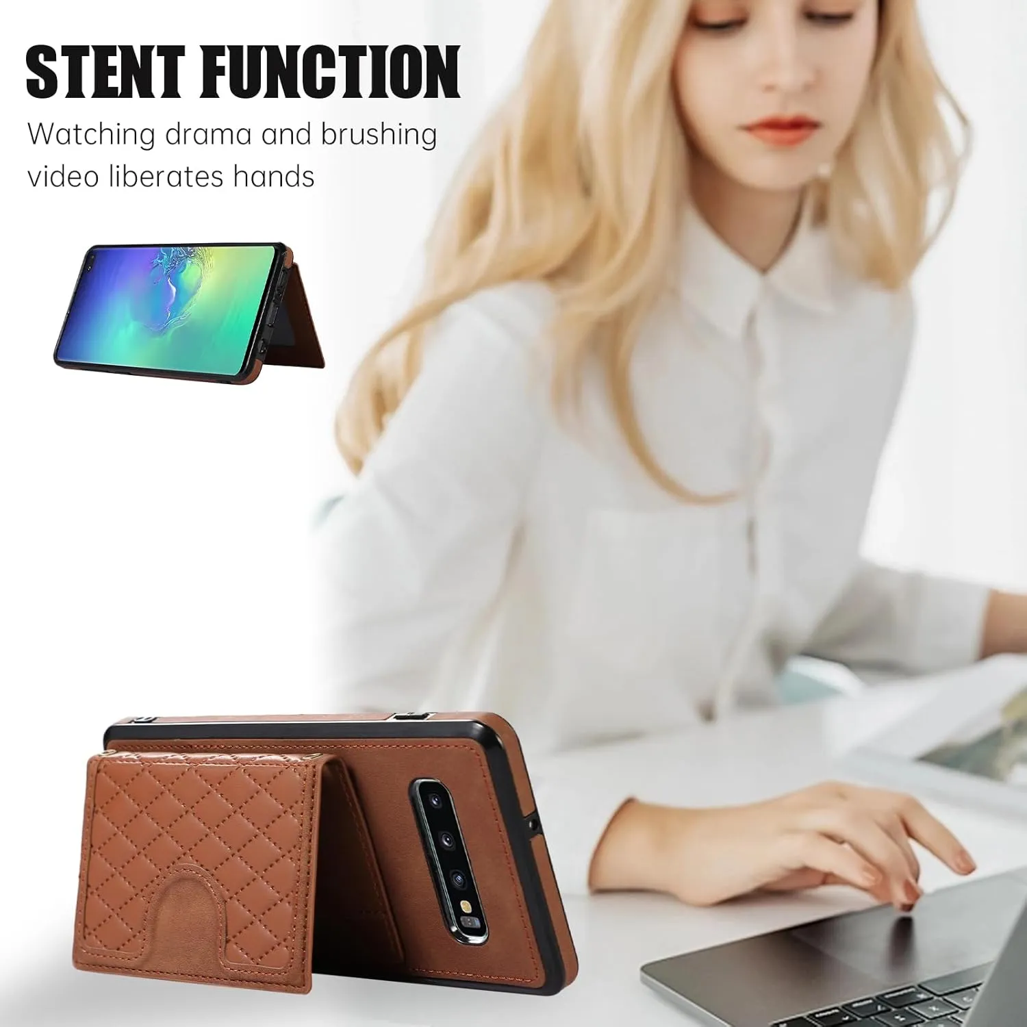 Asuwish Phone Case for Samsung Galaxy S10 Wallet Cover with Tempered Glass Screen Protector and Crossbody Strap Lanyard Credit Card Holder Stand Multiple Cell S 10 Edge 10S GS10 X10 Women Girls Brown