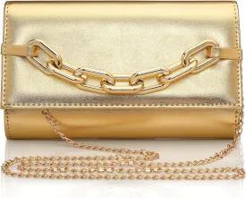 BABEYOND Clutch Purses for Women - Evening Bag Gold Flap Clutch with Chain for Formal Party Cocktail Prom Wedding Handbags