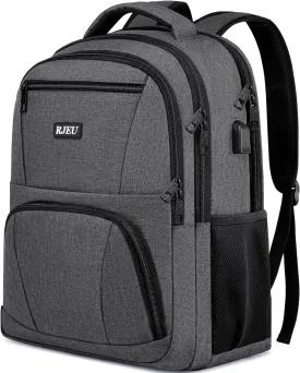 Backpack for Men and Women, School Backpack for College Students, Teens, with 15.6 inch Laptop Sleeve, Travel Laptops Backpack with USB Charging Port, Ergonomic Straps - Bookbag Grey