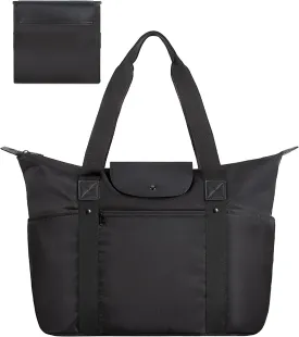 BAGSMART Foldable Tote Bag with Compartments and Zipper for Women's Travel