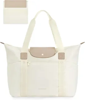 BAGSMART Foldable Tote Bag with Compartments and Zipper for Women's Travel