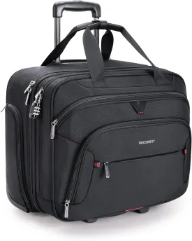 BAGSMART Rolling Laptop Bag, Briefcase with Wheels Fits 17.3 Inch Laptop, Computer Overnight Rolling Bag with TSA Lock for Travel/Men/Women, Black