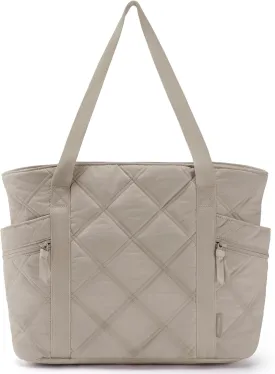 BAGSMART Tote Bag for Women, Puffer Work Tote with Zipper, Travel Essentials Quilted Nurse Travel Hospital Bag