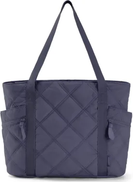 BAGSMART Tote Bag for Women, Puffer Work Tote with Zipper, Travel Essentials Quilted Nurse Travel Hospital Bag