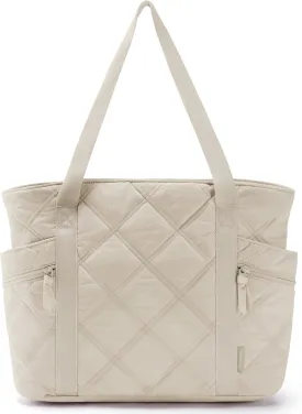 BAGSMART Tote Bag for Women, Puffer Work Tote with Zipper, Travel Essentials Quilted Nurse Travel Hospital Bag