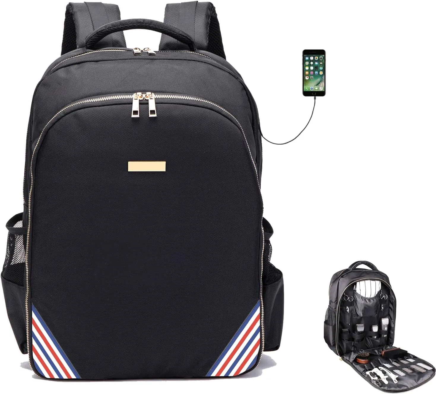 Barbers Bookbags for Clippers and Supplies Hairstylist Bags Travel Backpack Case for Barbers Tools Storage with USB and PU