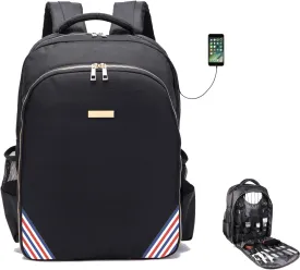 Barbers Bookbags for Clippers and Supplies Hairstylist Bags Travel Backpack Case for Barbers Tools Storage with USB and PU