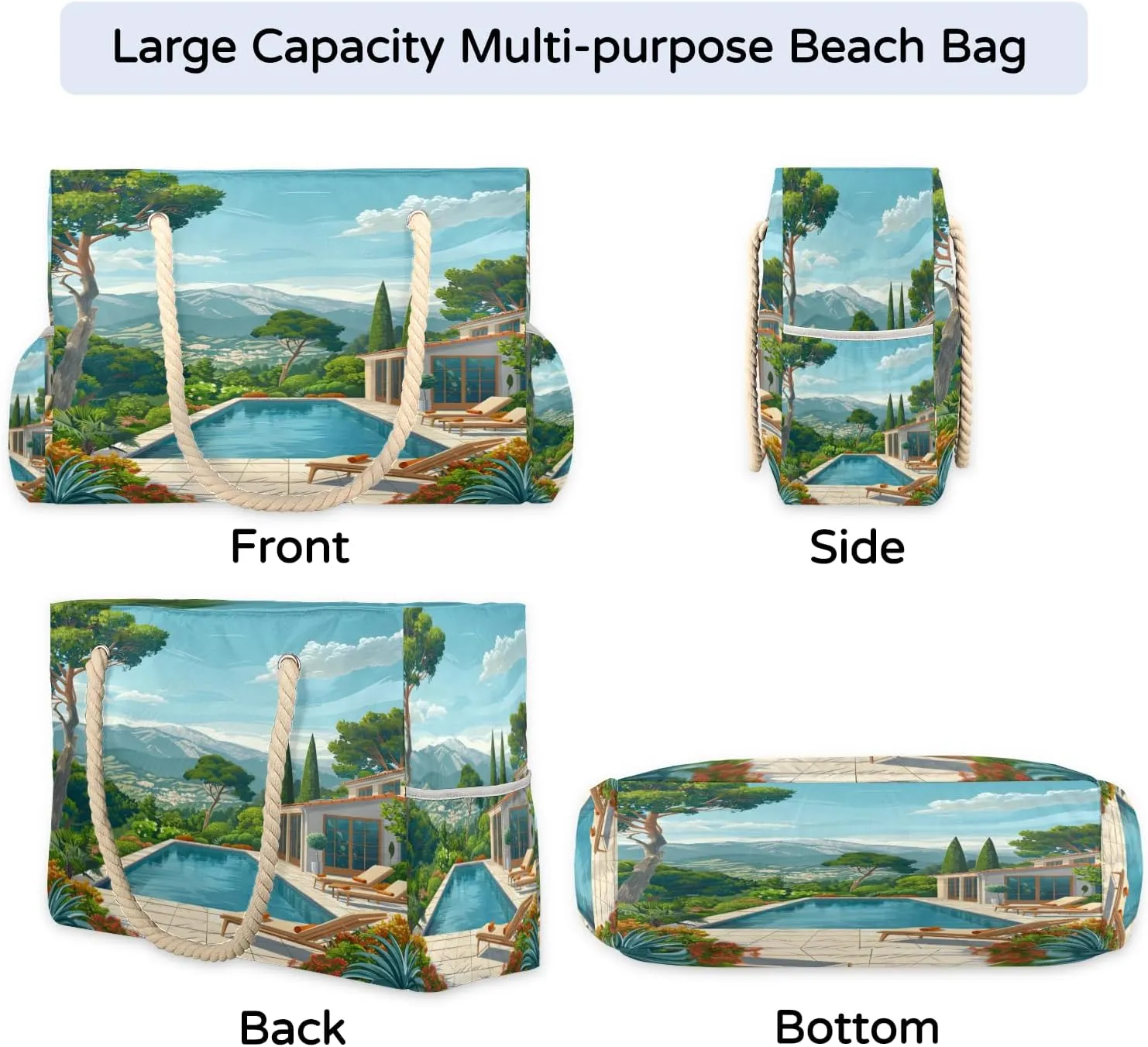 Beach Bags for Women, Large Waterproof Beach Tote Bag for Gym Grocery Travel