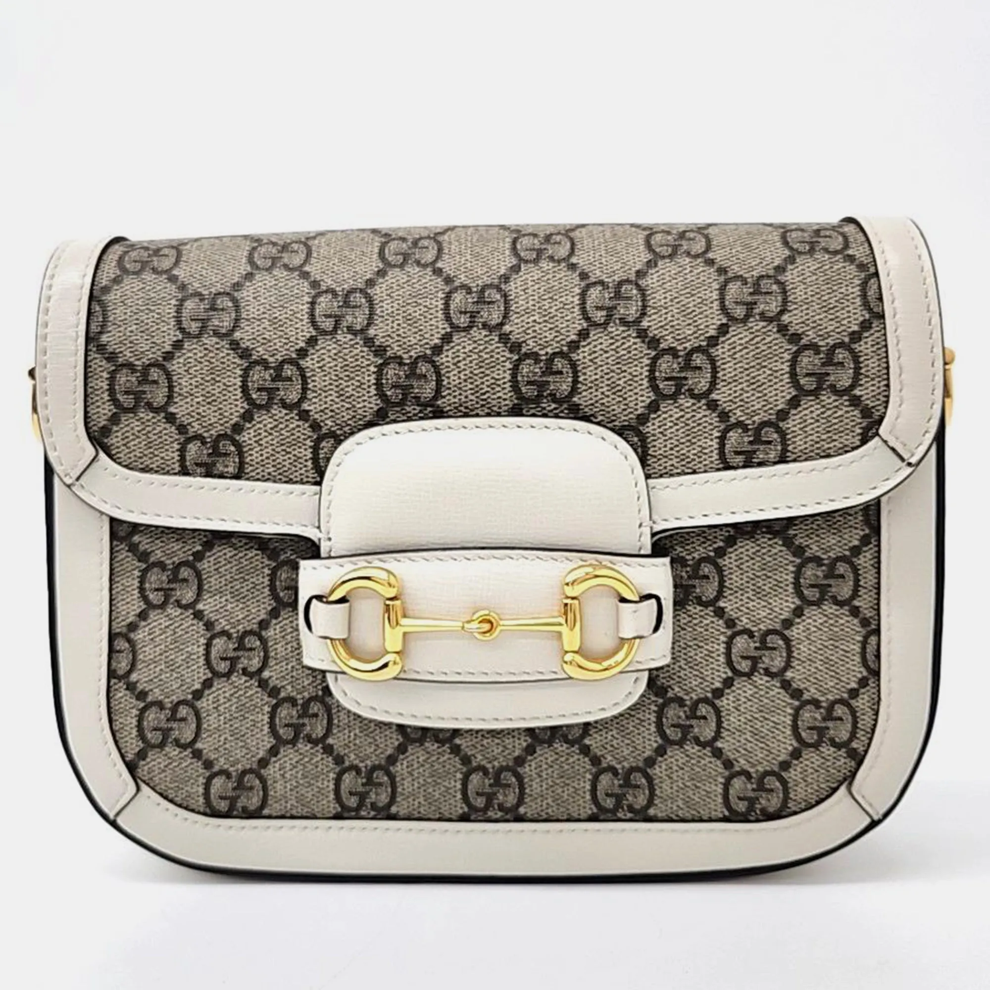 Beige GG Canvas Horsebit 1955 Mini Crossbody Bag