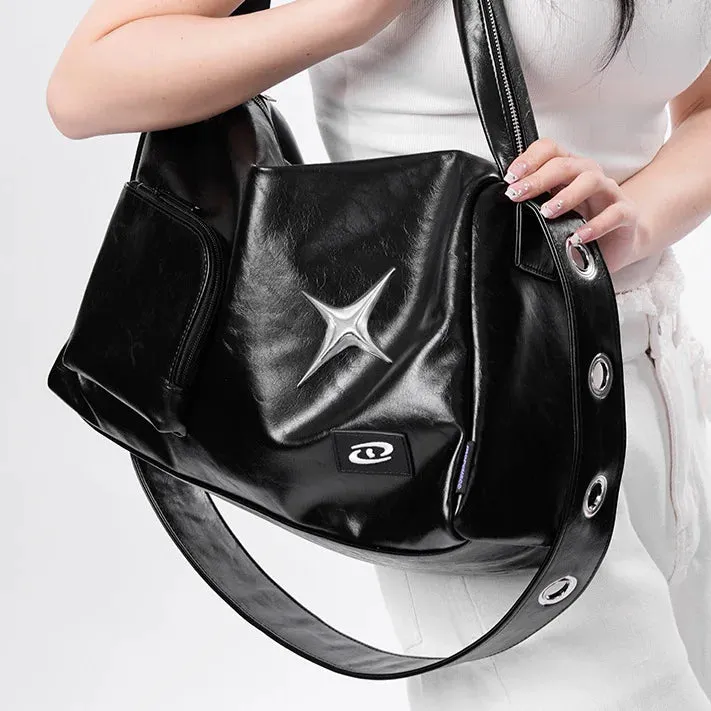 binfenxie Girls Crossbody Tote Bags Women High-capacity Grunge Y2k Aesthetic Shoulder Bag Vintage Simple Fashion Casual Handbags All Match