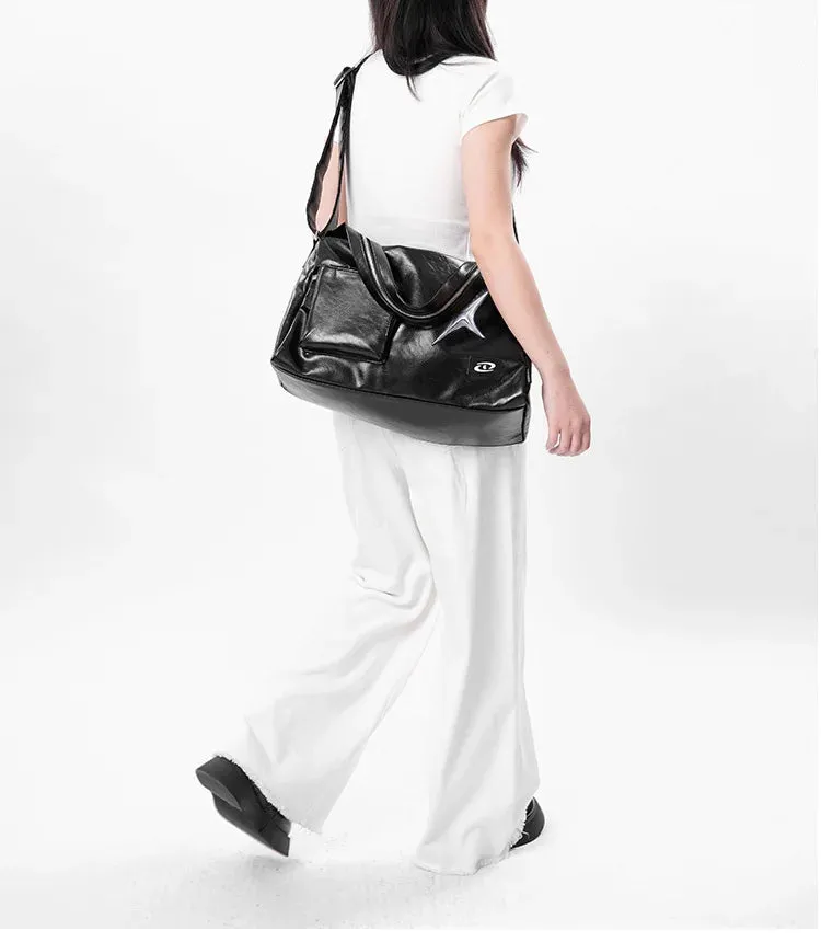 binfenxie Girls Crossbody Tote Bags Women High-capacity Grunge Y2k Aesthetic Shoulder Bag Vintage Simple Fashion Casual Handbags All Match