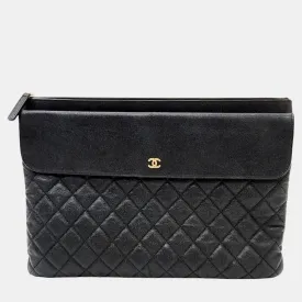 Black Caviar Pocket Large Clutch