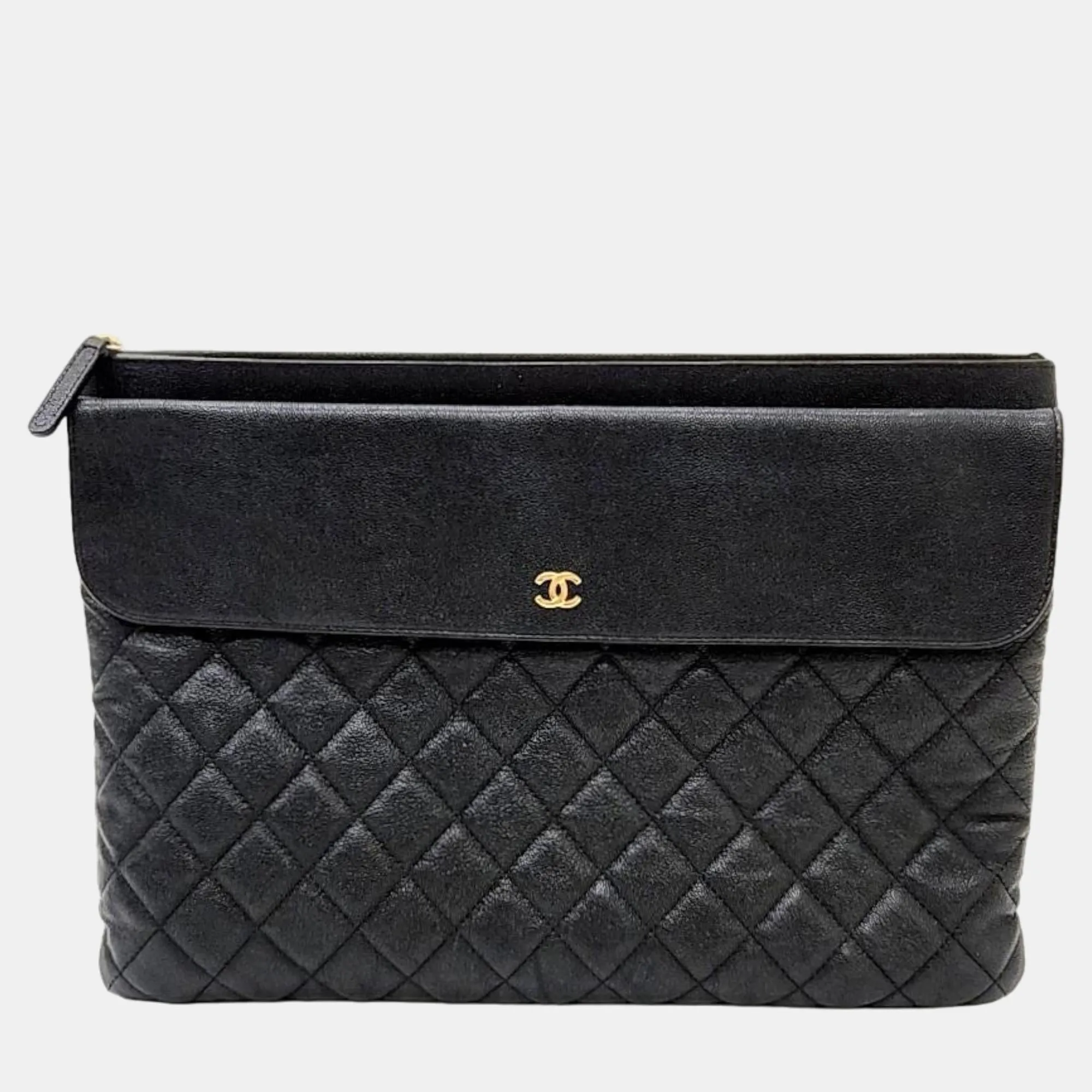 Black Caviar Pocket Large Clutch