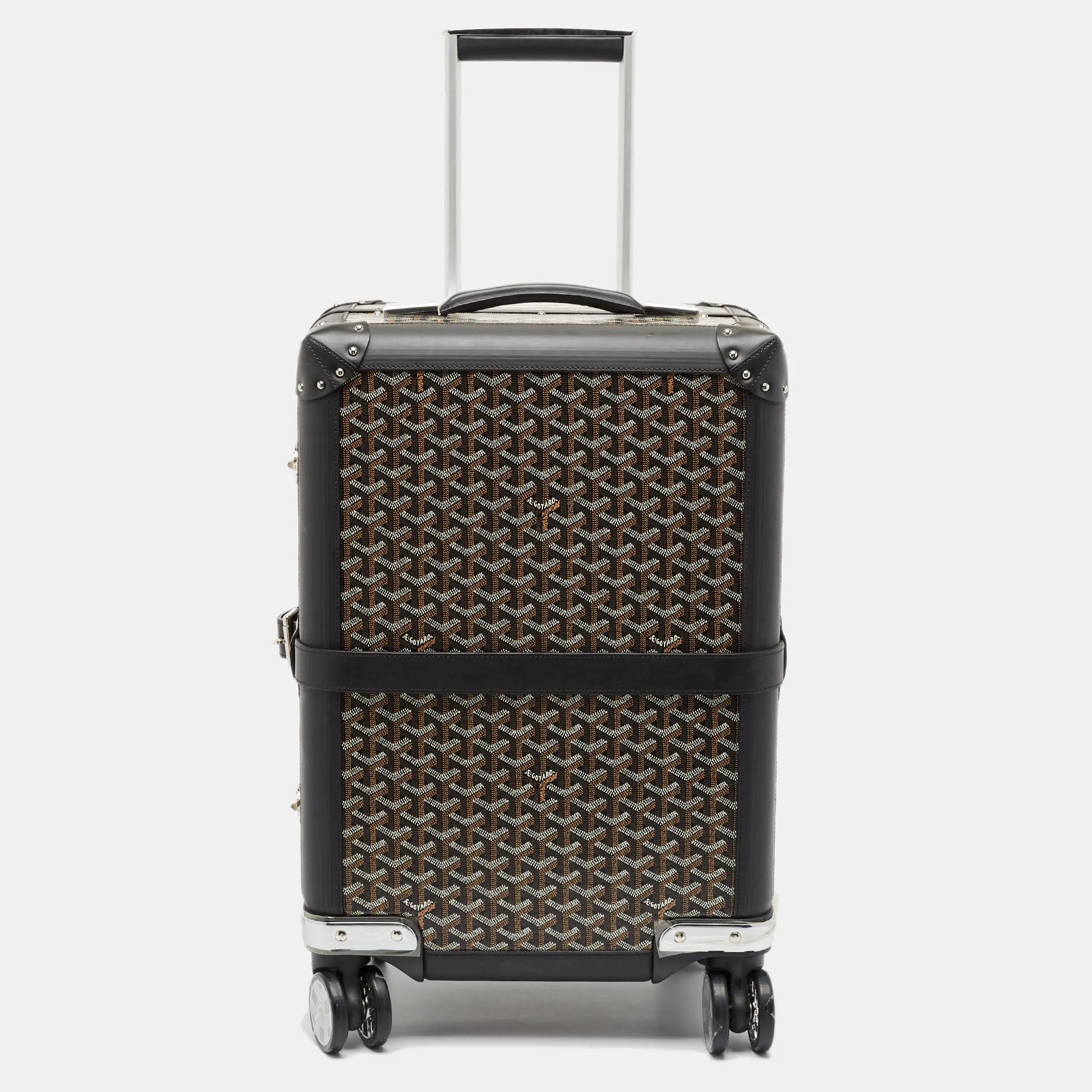 Black Goyardine Canvas and Leather Bourget PM Trolley