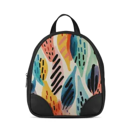 Black O Mini Backpacks Drawen Leafs