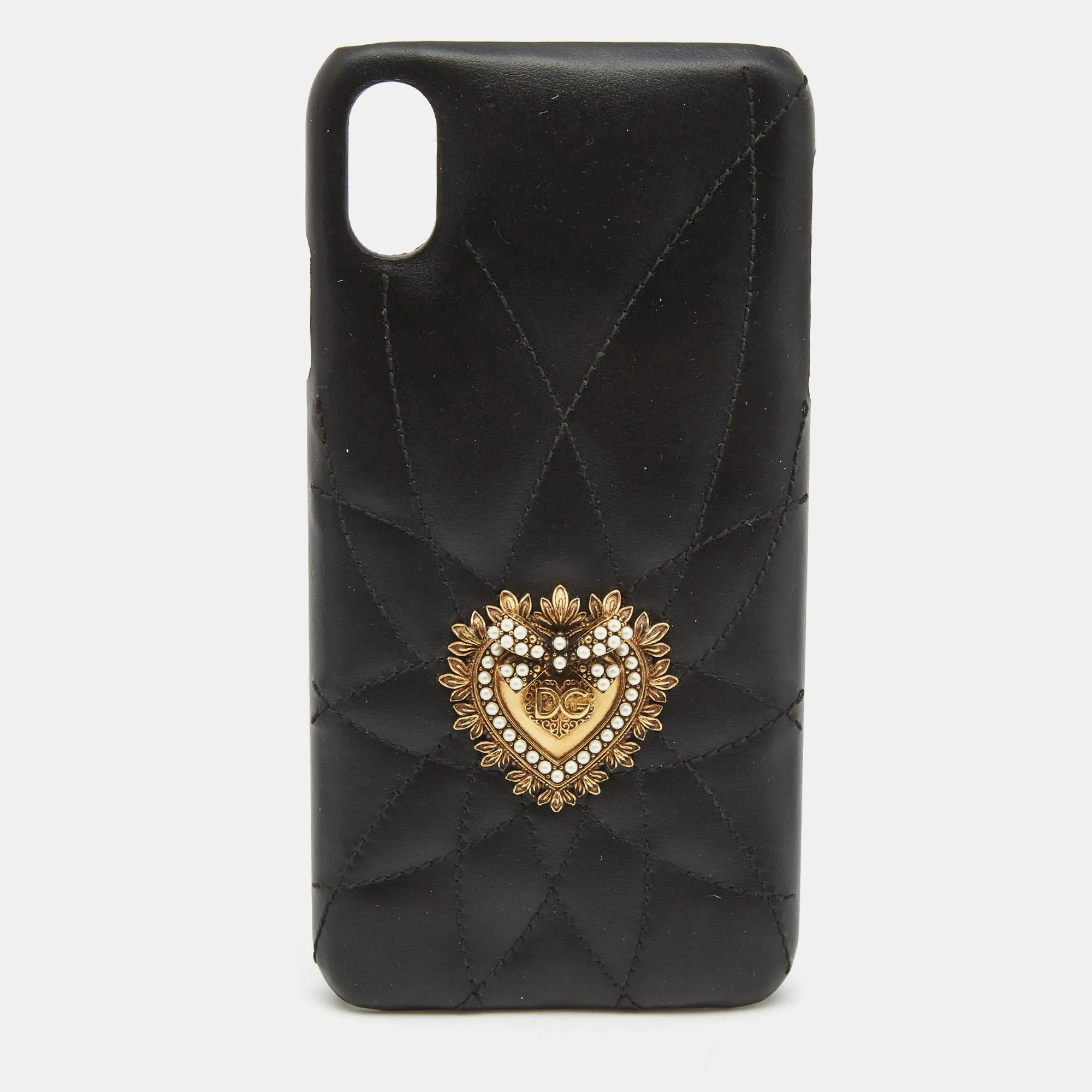 Black Quilted Leather Devotion iPhone XS Cover