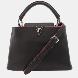 Black/Pink Leather Capucines BB Top Handle Bag