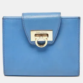 Blue Leather Gancini Wallet