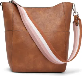 BROMEN Women Purses and Handbags Leather Hobo Bags Designer Shoulder Bucket Crossbody Purse