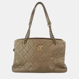 Brown Leather CC Crown Tote Bag