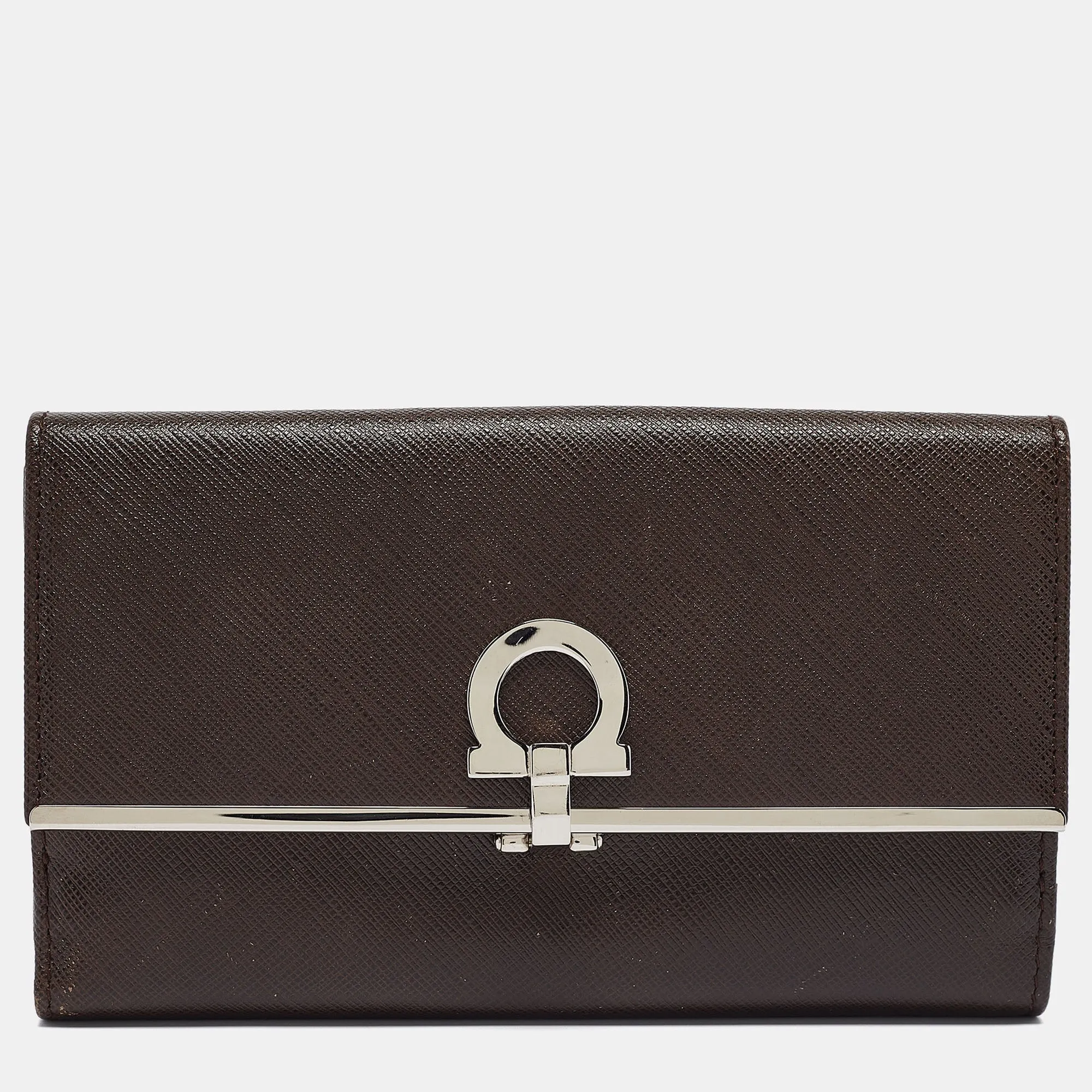 Brown Leather Gancini Icona Continental Wallet