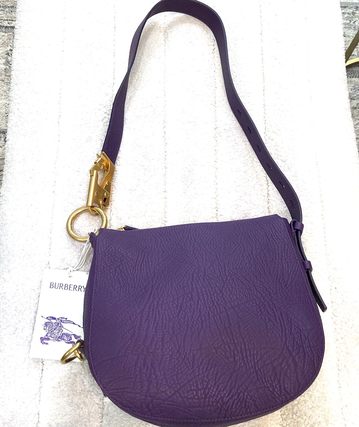 BURBERRY GRAINED LEATHER KNIGHT SHOULDER BAG
