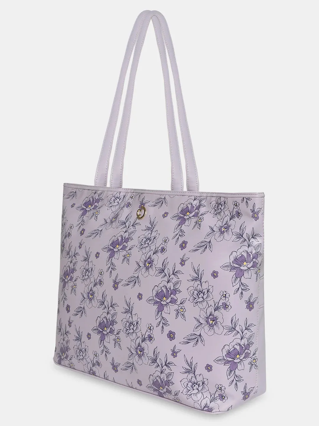 Caprese Snow Laptop Tote Large Printed Women'S Office Handbag Lavender