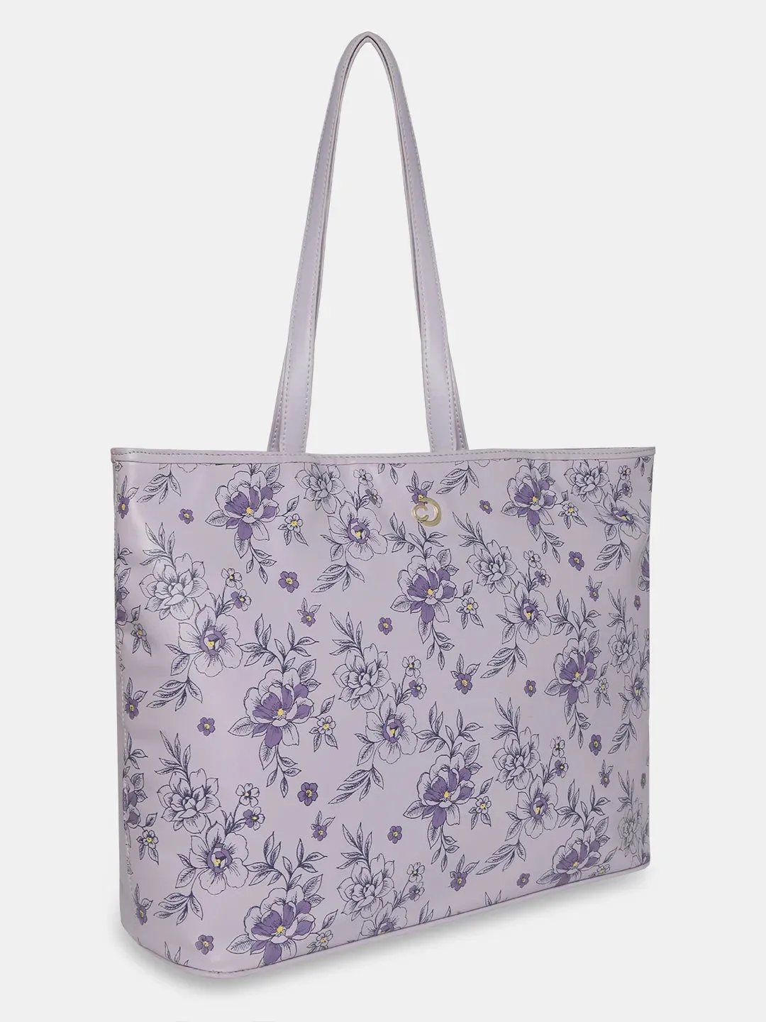 Caprese Snow Laptop Tote Large Printed Women'S Office Handbag Lavender