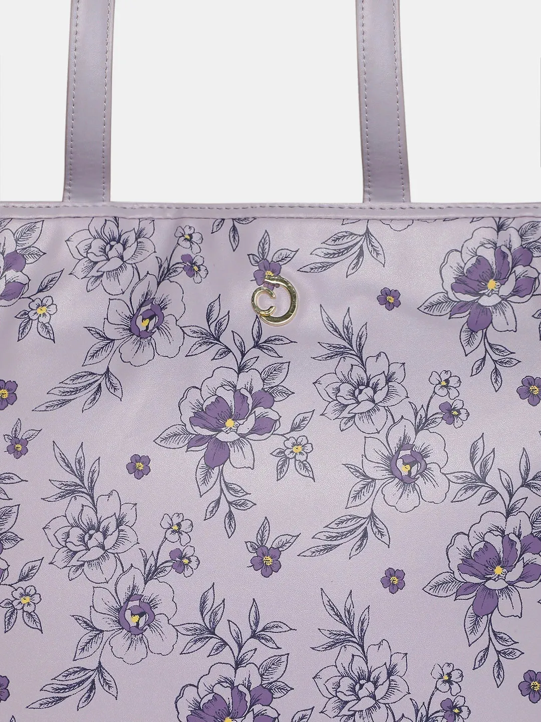Caprese Snow Laptop Tote Large Printed Women'S Office Handbag Lavender
