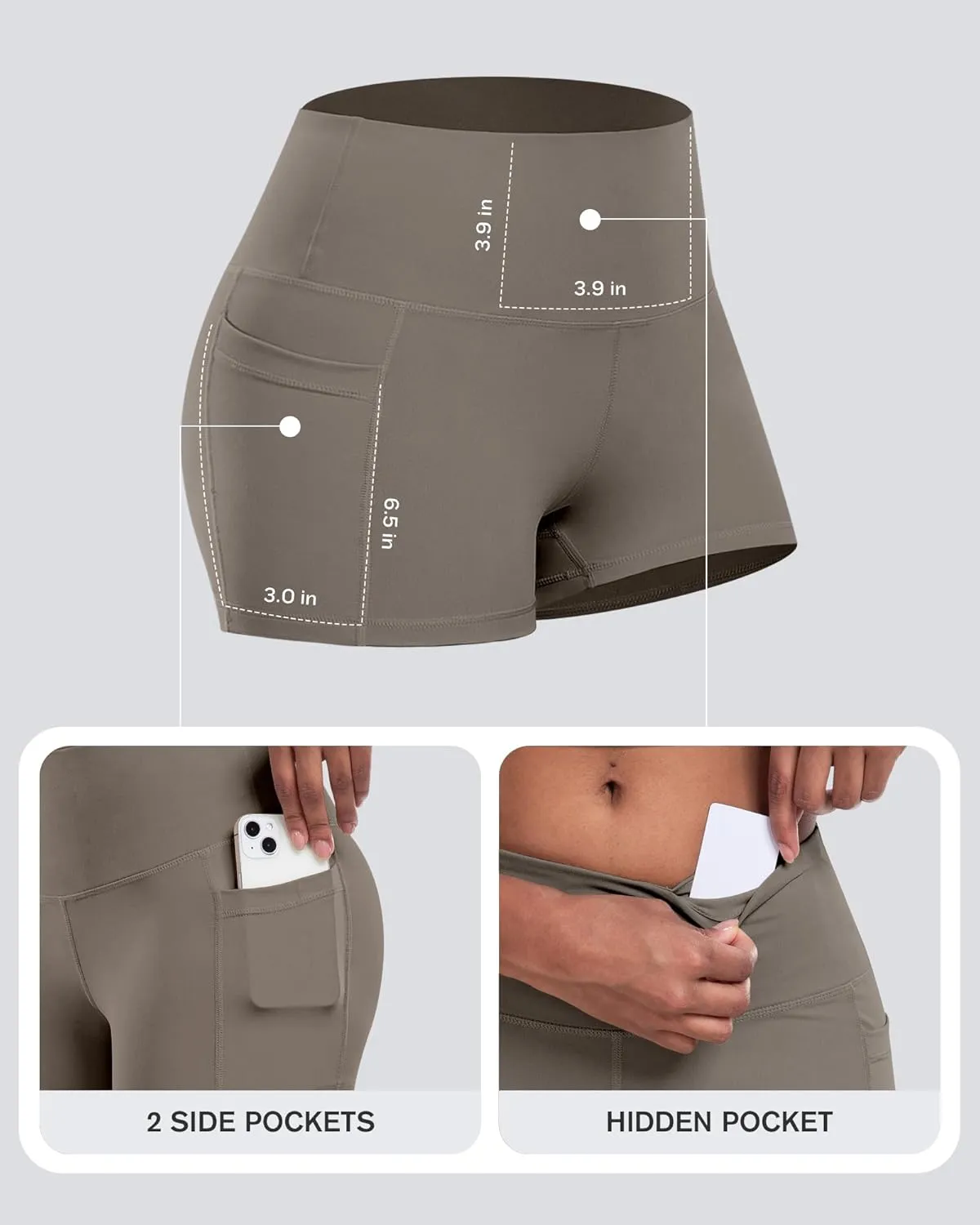 CHRLEISURE Womens Biker Yoga Shorts with Pockets: High Waisted Tummy Control Spandex Workout Athletic Gym Shorts 4 Packs