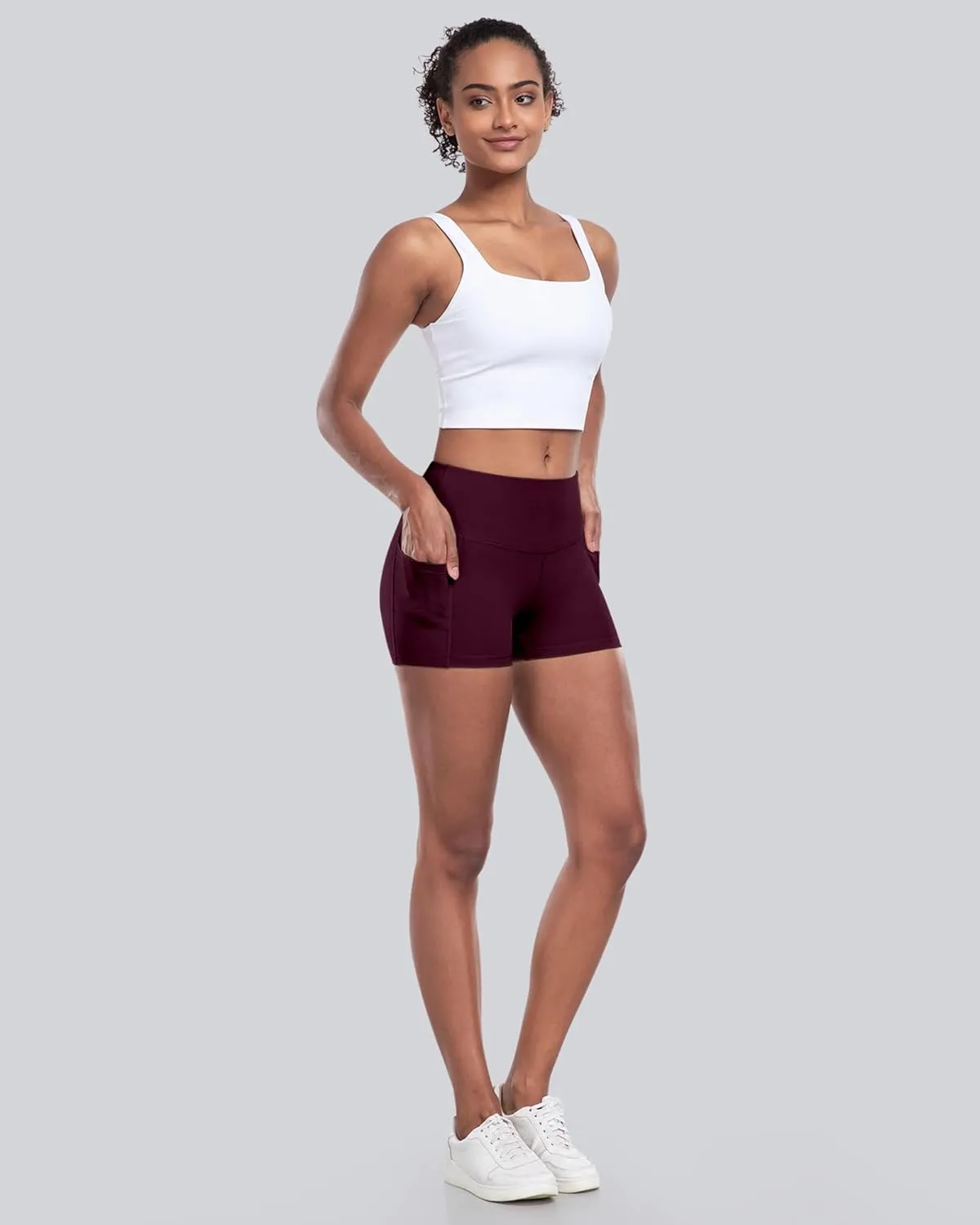 CHRLEISURE Womens Biker Yoga Shorts with Pockets: High Waisted Tummy Control Spandex Workout Athletic Gym Shorts 4 Packs