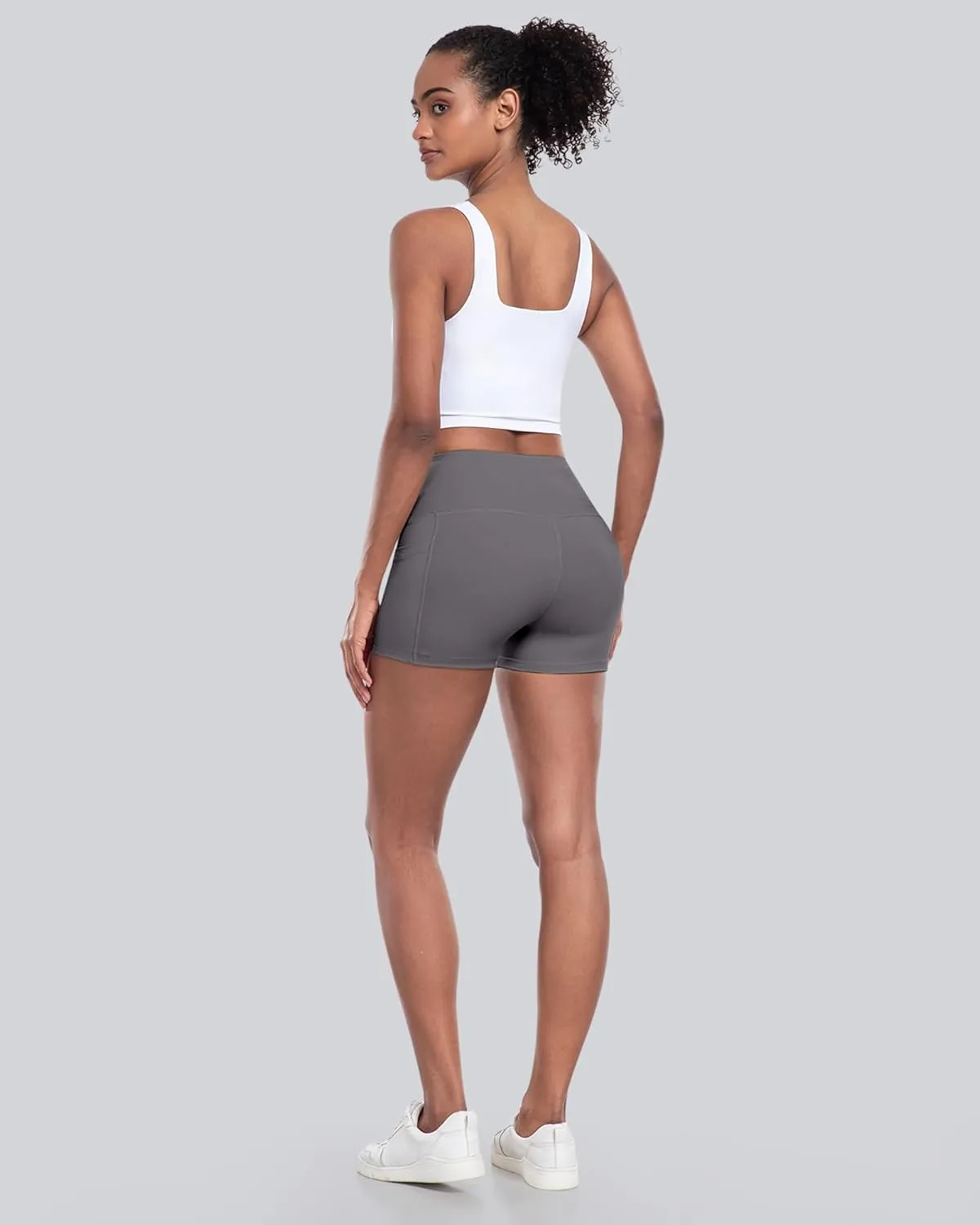 CHRLEISURE Womens Biker Yoga Shorts with Pockets: High Waisted Tummy Control Spandex Workout Athletic Gym Shorts 4 Packs