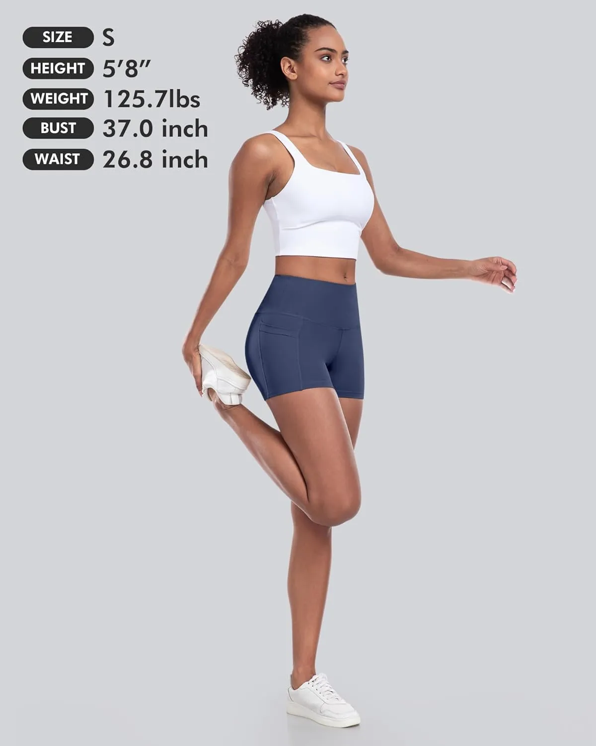CHRLEISURE Womens Biker Yoga Shorts with Pockets: High Waisted Tummy Control Spandex Workout Athletic Gym Shorts 4 Packs