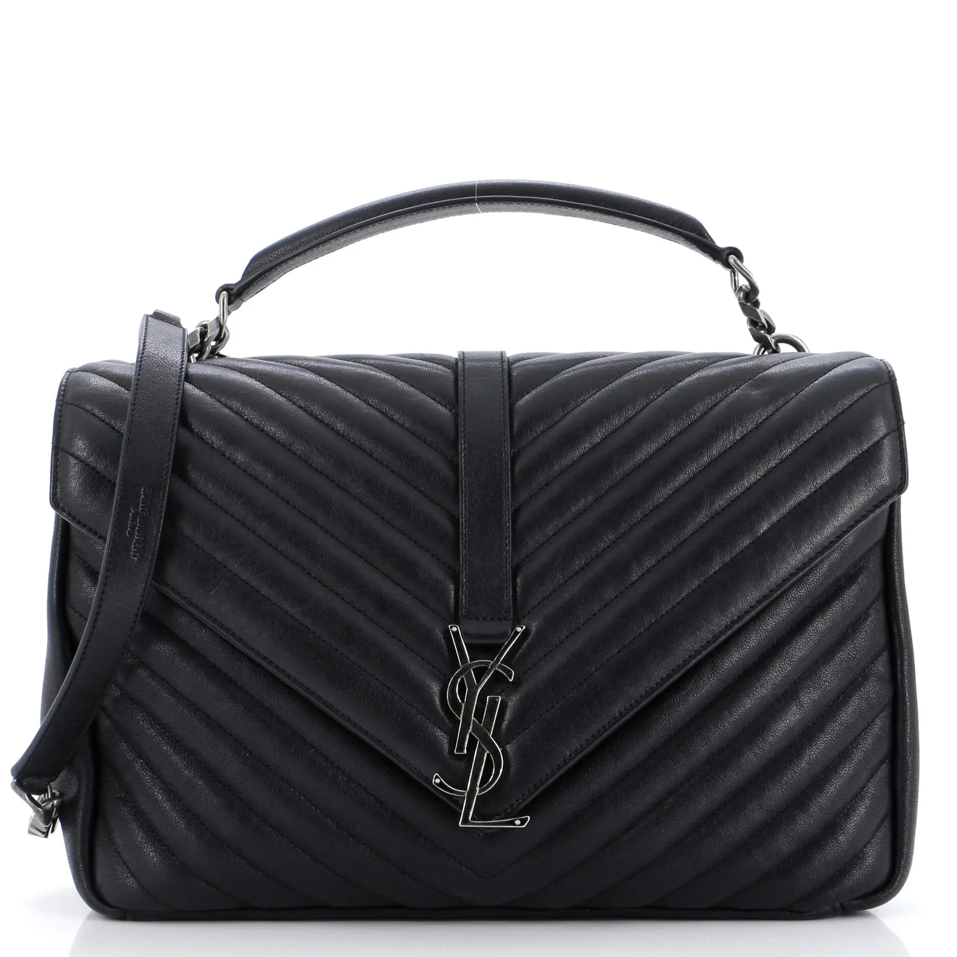 Classic Monogram College Bag Matelasse Chevron Leather Large